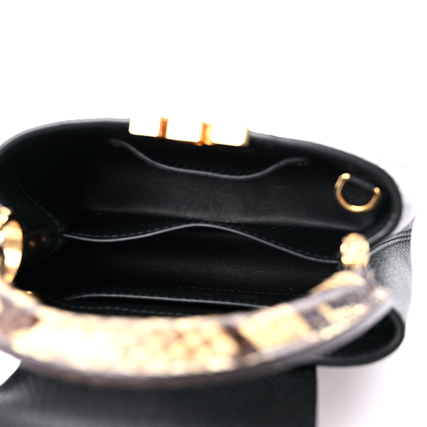 Taurillon Snakeskin Mini Capucines Black