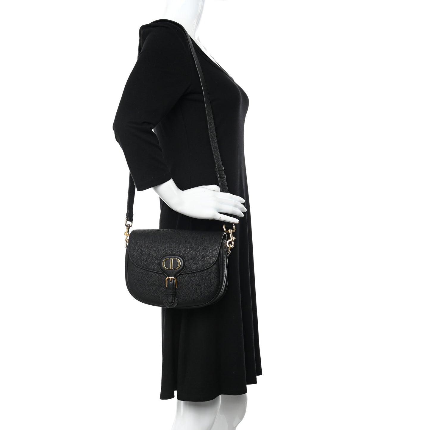 Grained Calfskin Medium Bobby Flap Black