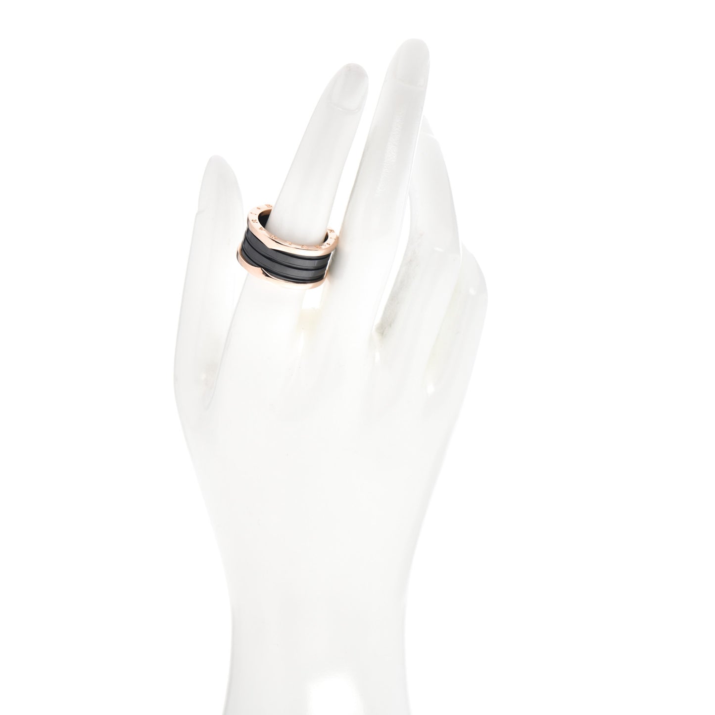 18K Rose Gold Black Ceramic B.Zero1 Four-Band Ring 59 8.75