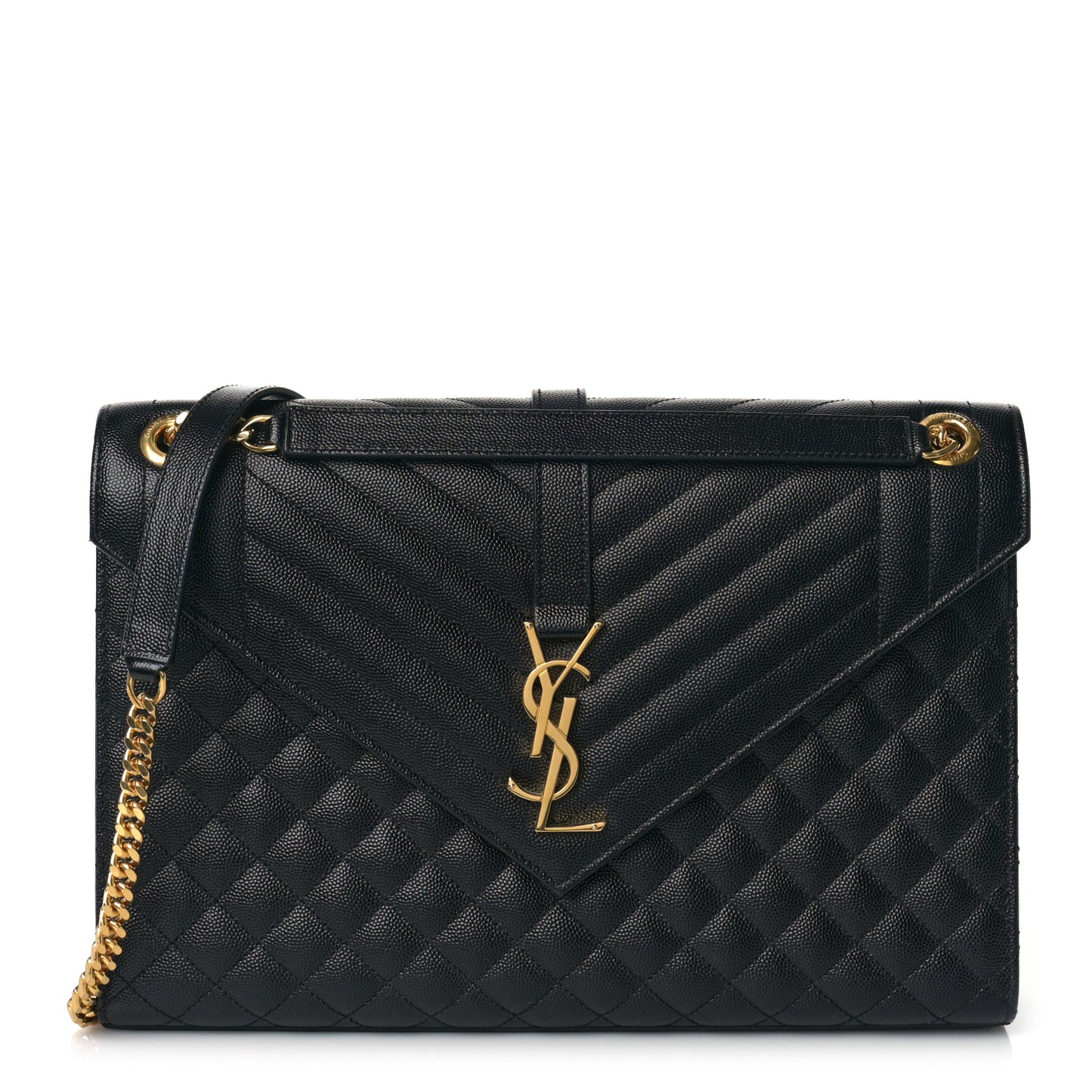 Grain De Poudre Textured Mixed Matelasse Large Triquilt Monogram Satchel Black