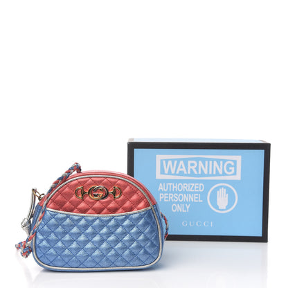 Gucci Laminated Nappa Trapuntata Mini Zumi Dome Shoulder Bag Rosso Marine Argento 13 of 13