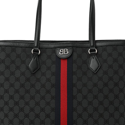 Gucci X BALENCIAGA BB Monogram Web Medium Ophidia Shopping Tote Black 8 of 10