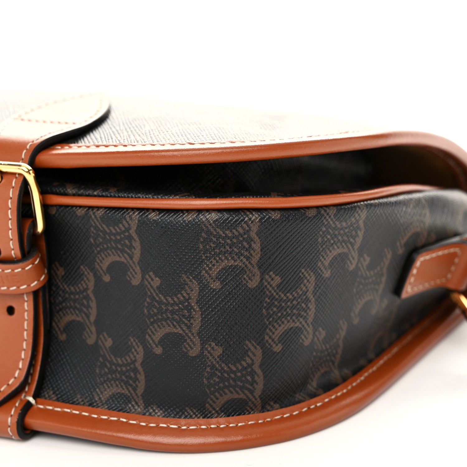 Celine Triomphe Canvas Medium Folco Bag Tan 9 of 9