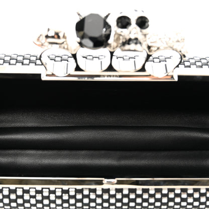 Alexander McQueen Woven Metallic Calfskin Skull Knuckle Box Clutch Silver Black 5 of 8