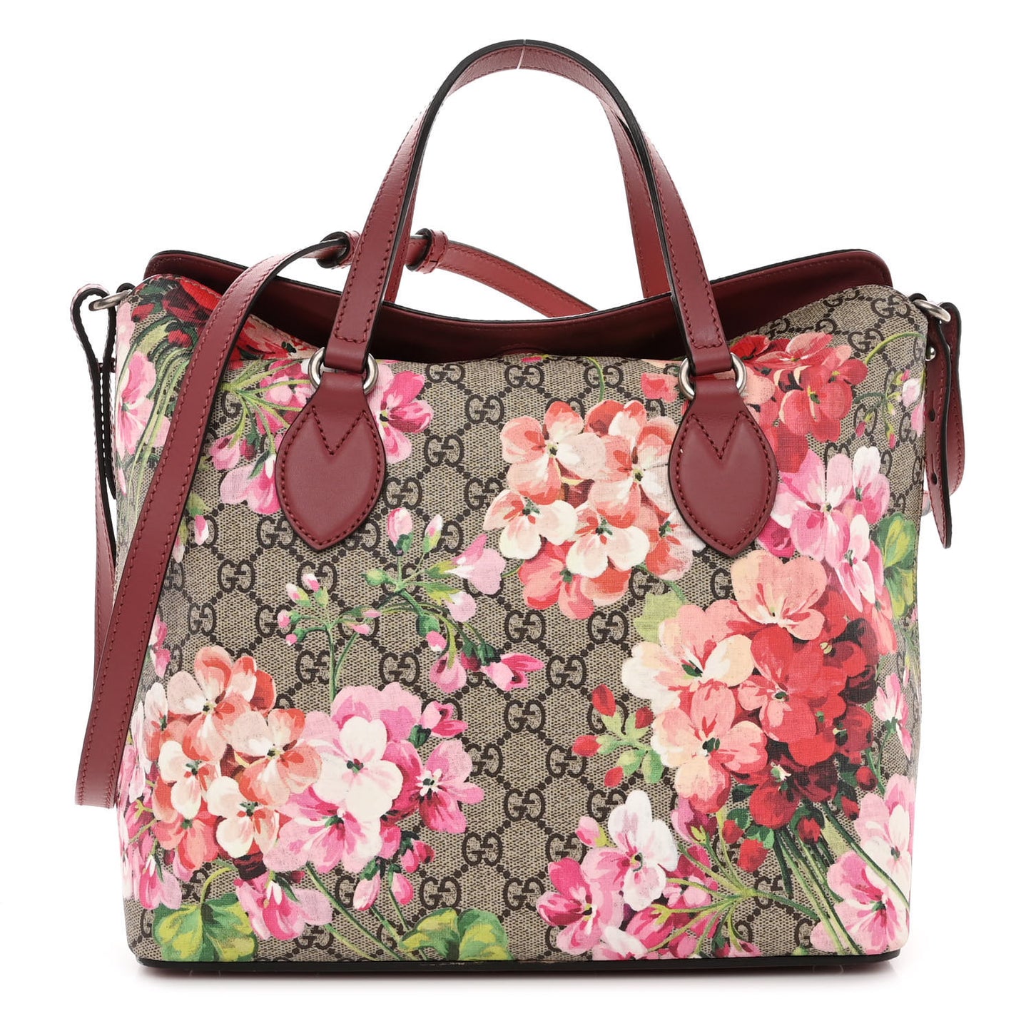 GG Supreme Monogram Blooms Linea A Foldover Tote Beige Multicolor Dry Rose