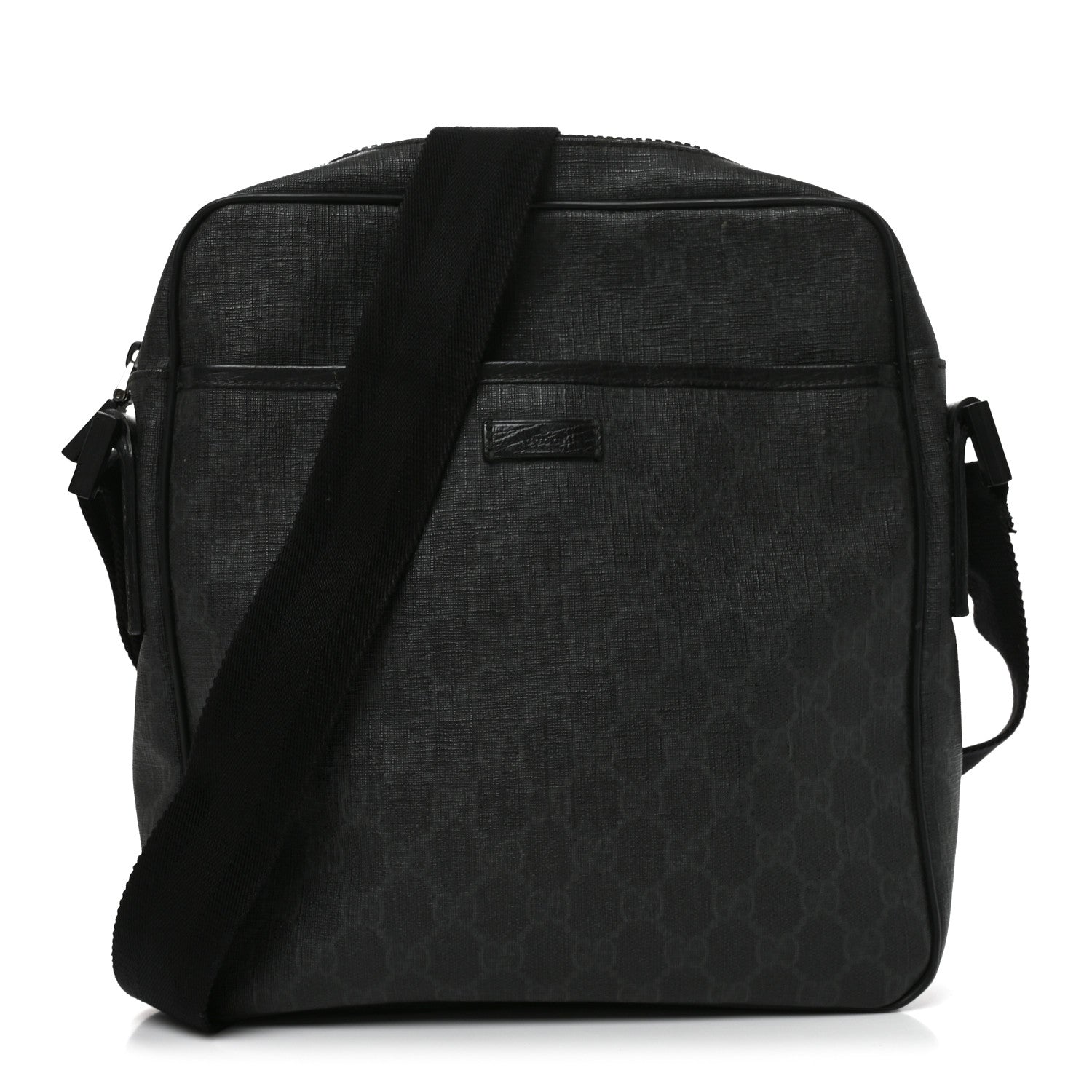 Gucci GG Supreme Monogram Messenger Bag Black Grey 1 of 10