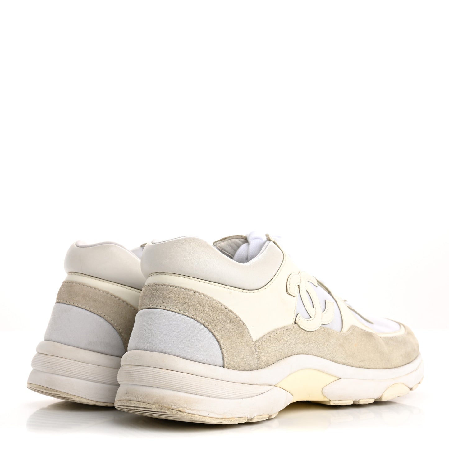 Suede Calfskin Fabric CC Sneakers 36.5 White