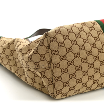 Gucci GG Monogram Web Large Giglio Tote Beige Brown 10 of 11