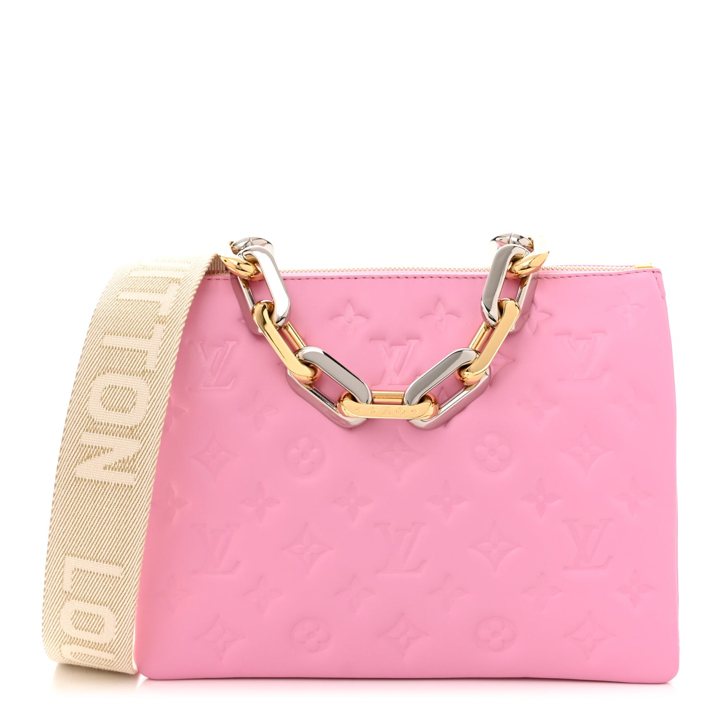 Lambskin Embossed Monogram Coussin PM Rose Bonbon
