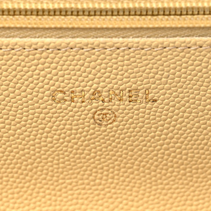 Chanel Caviar Quilted Wallet on Chain WOC Light Yellow 6 of 12