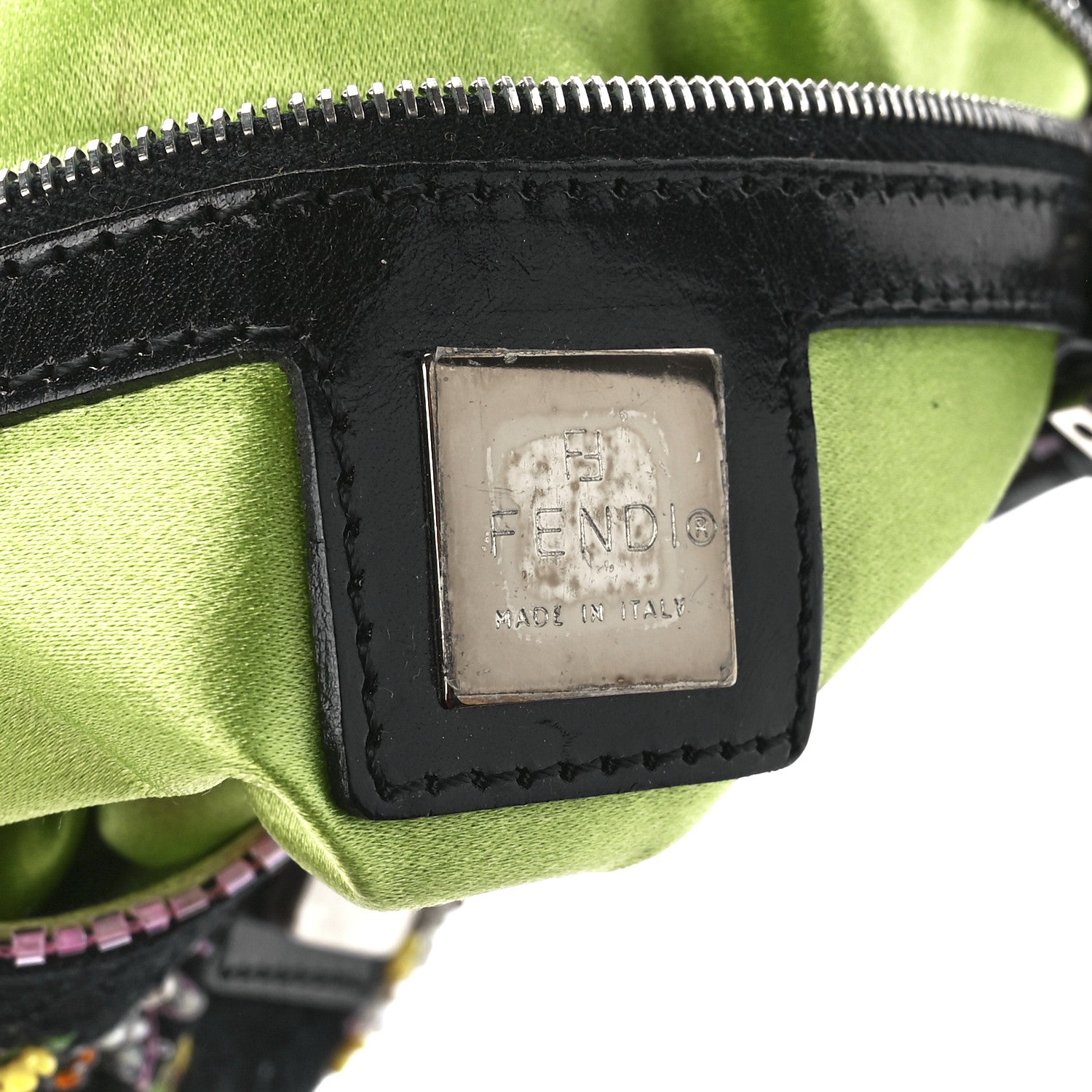 Fendi Satin Beaded Baguette Black Multicolor 6 of 11