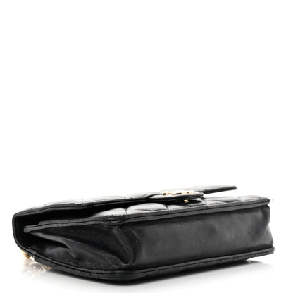 Chanel Lambskin Resin Bi-Color Quilted Wallet On Chain WOC Black 4 of 15
