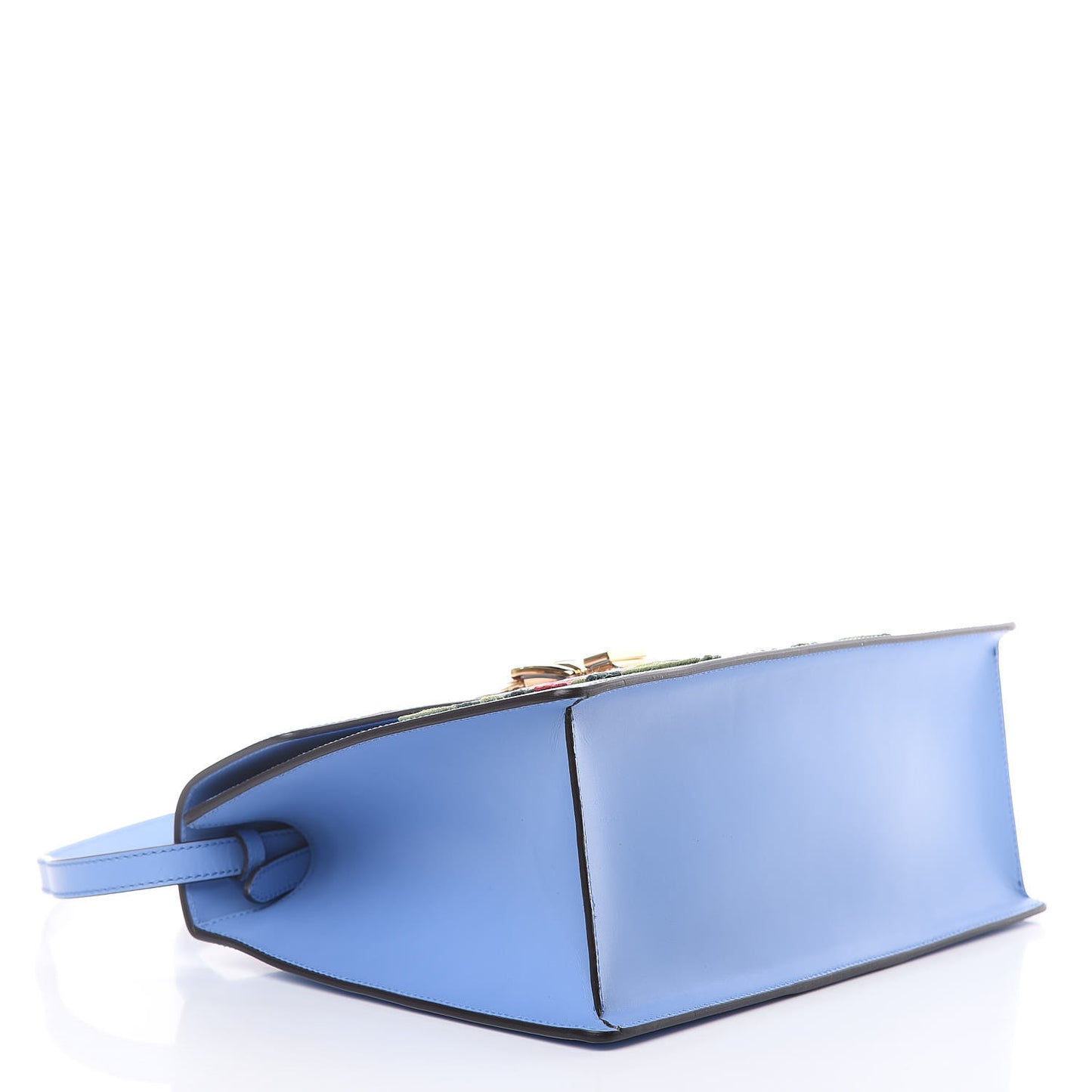Calfskin Embroidered Medium Sylvie Top Handle Bag Clear Sky Blue