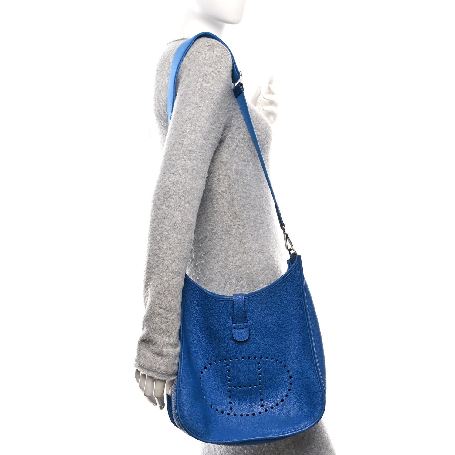 Hermes Taurillon Clemence Evelyne III GM Bleu France 2 of 11