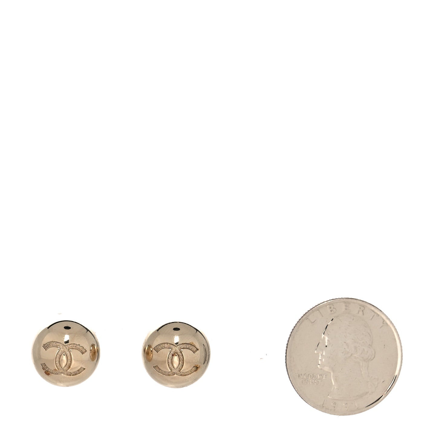 Metal Bead CC Stud Earrings Gold