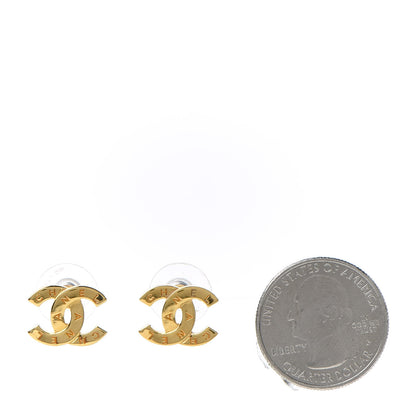 Chanel Metal CC Paris Button Stud Earrings Gold 2 of 5