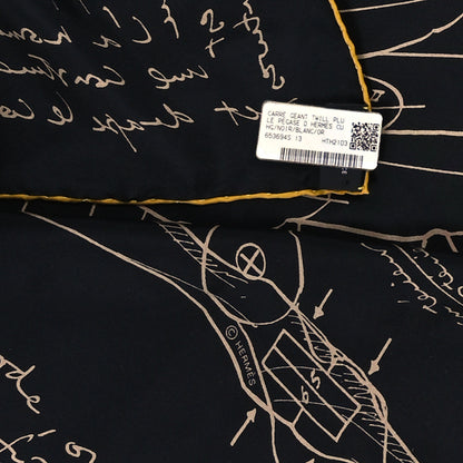 Hermes Silk Le Pegase d'Hermes Cut Wash 140 Scarf Black White Or 3 of 3