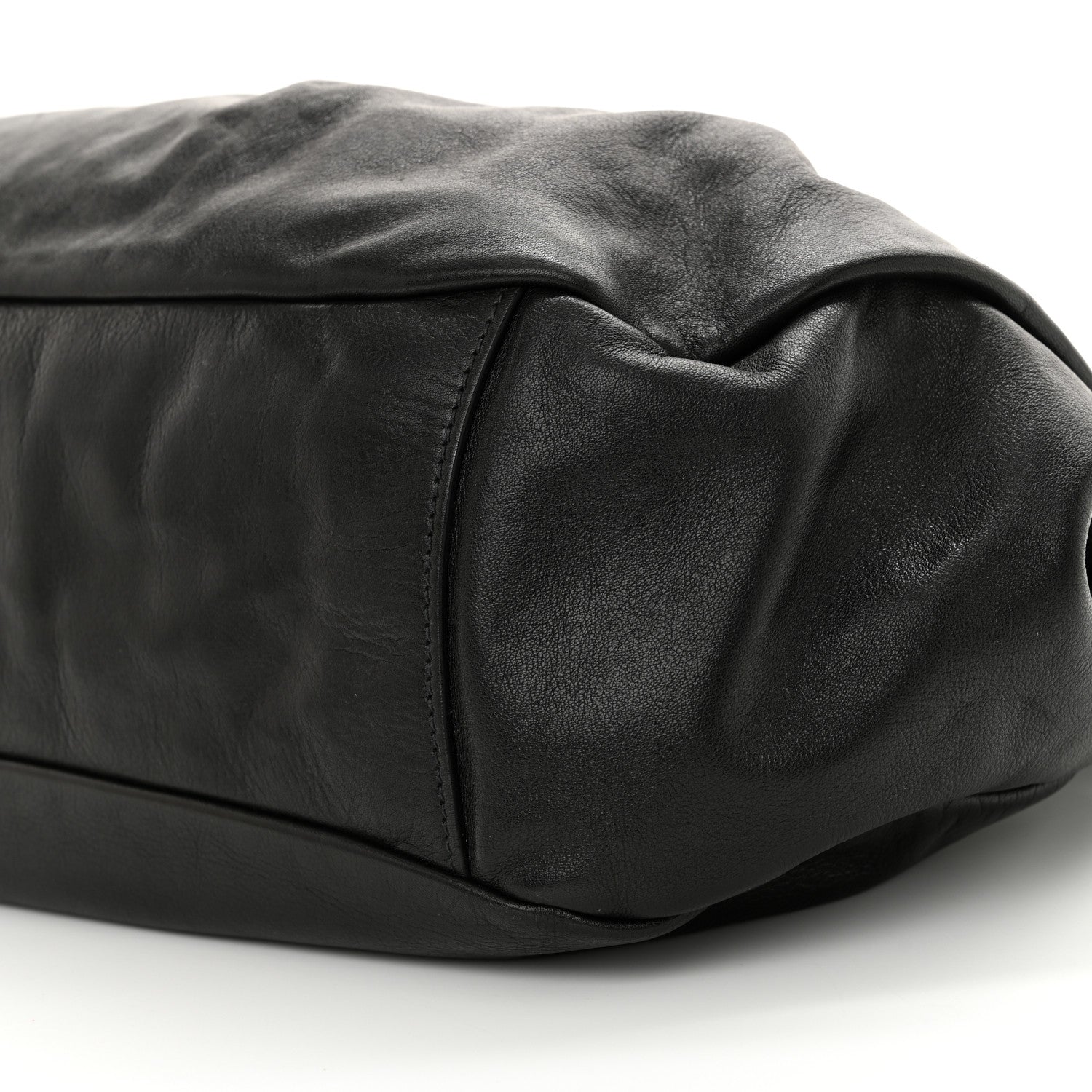 Prada Soft Calfskin Pleated Shoulder Bag Black 9 of 10