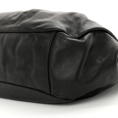 Prada Soft Calfskin Pleated Shoulder Bag Black 9 of 10