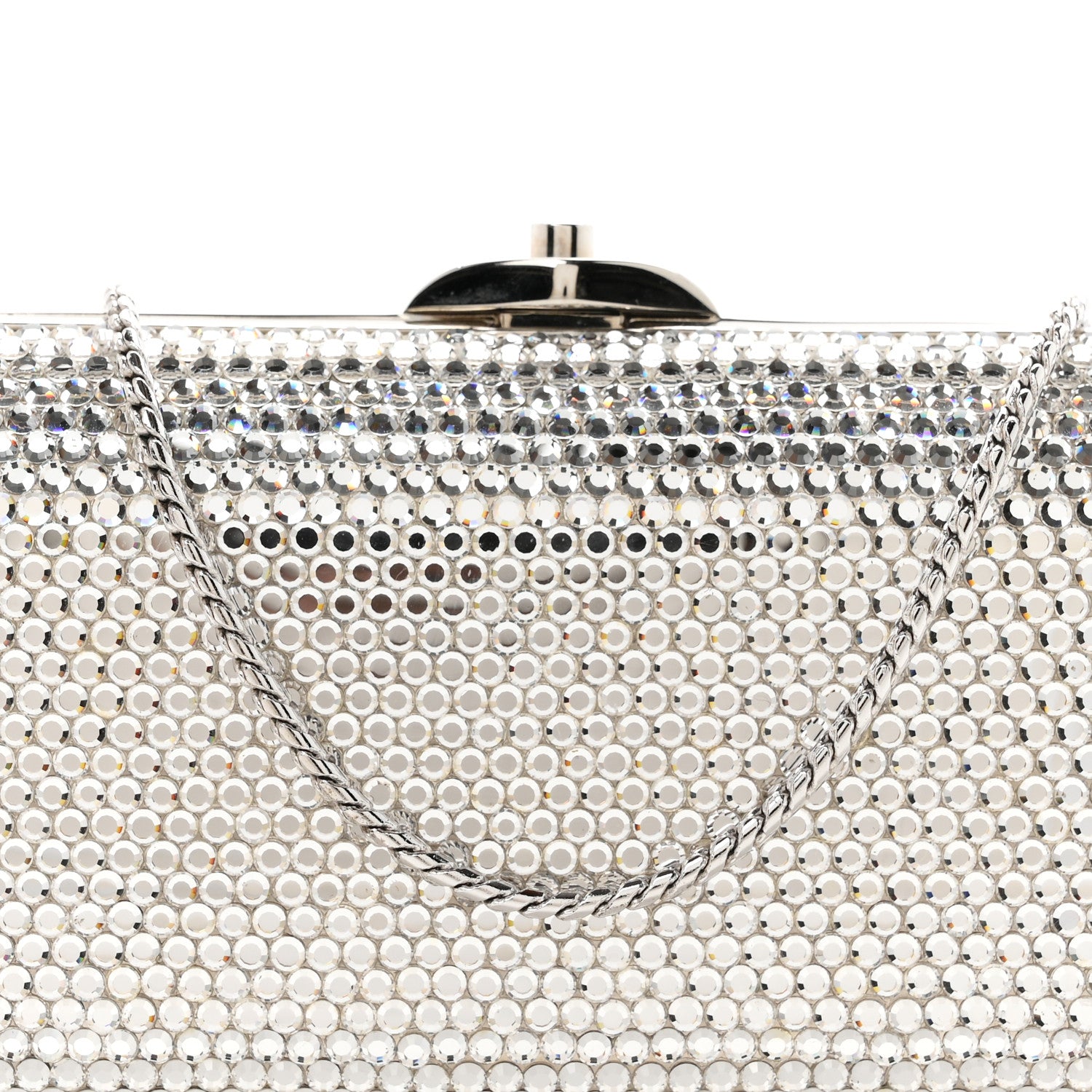 Judith Leiber Swarovski Crystal Minaudiere Clutch Silver 7 of 10