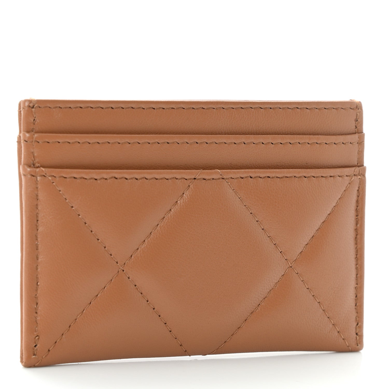 Chanel Lambskin Quilted Chanel 19 Card Holder Brown 3 of 9