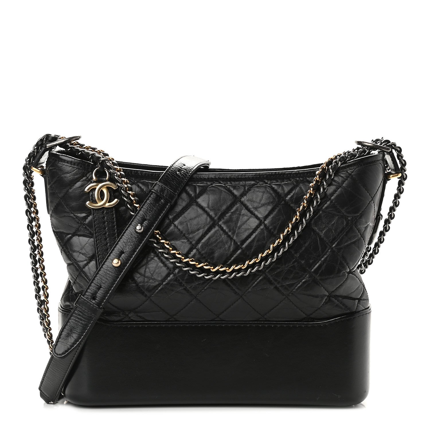 Chanel Aged Calfskin Quilted Medium Gabrielle Hobo Black 1 of 11
