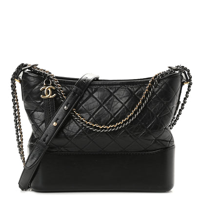 Chanel Aged Calfskin Quilted Medium Gabrielle Hobo Black 1 of 11
