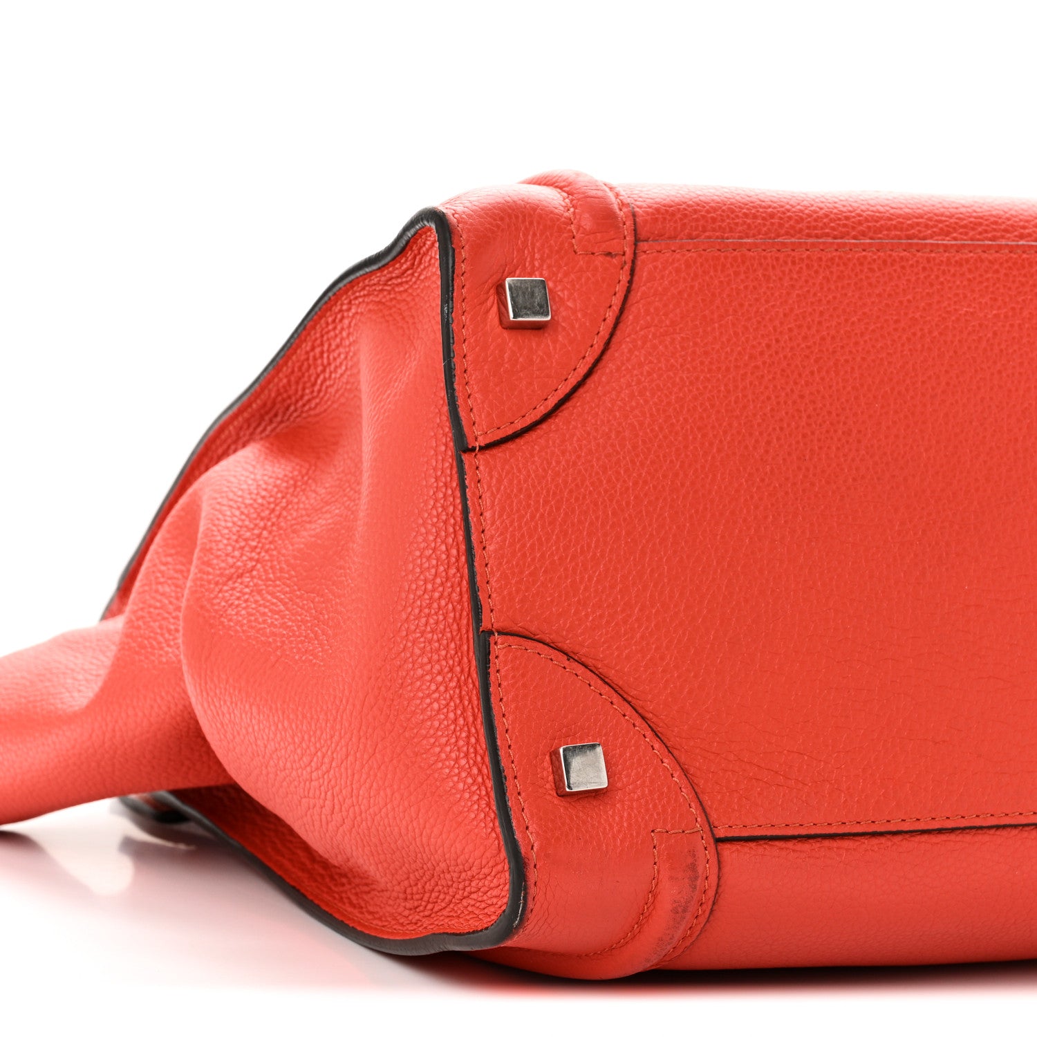 Celine Drummed Calfskin Mini Luggage Coquelicot 8 of 12