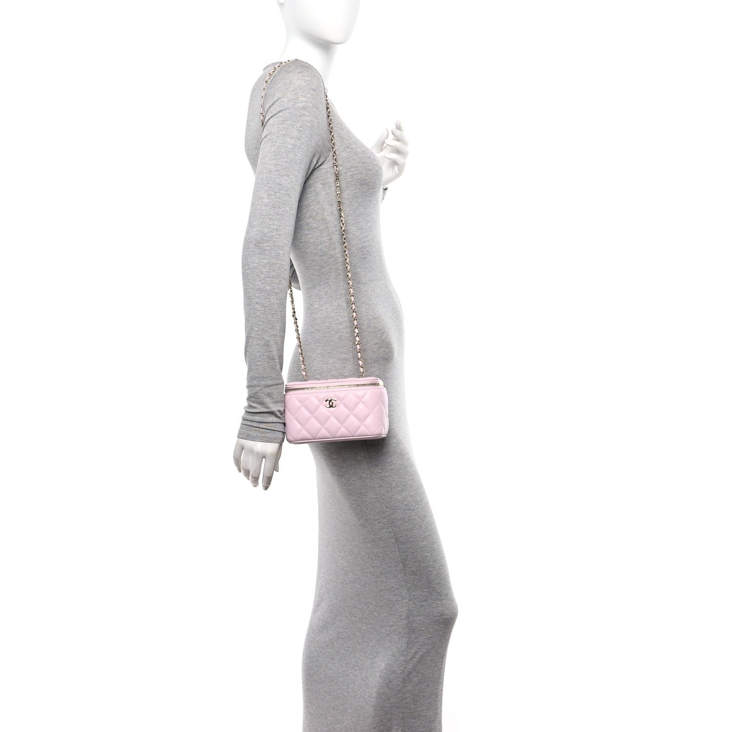 Chanel Caviar Quilted Small Tiny CC Vanity Case With Chain Light Pink 2 of 10