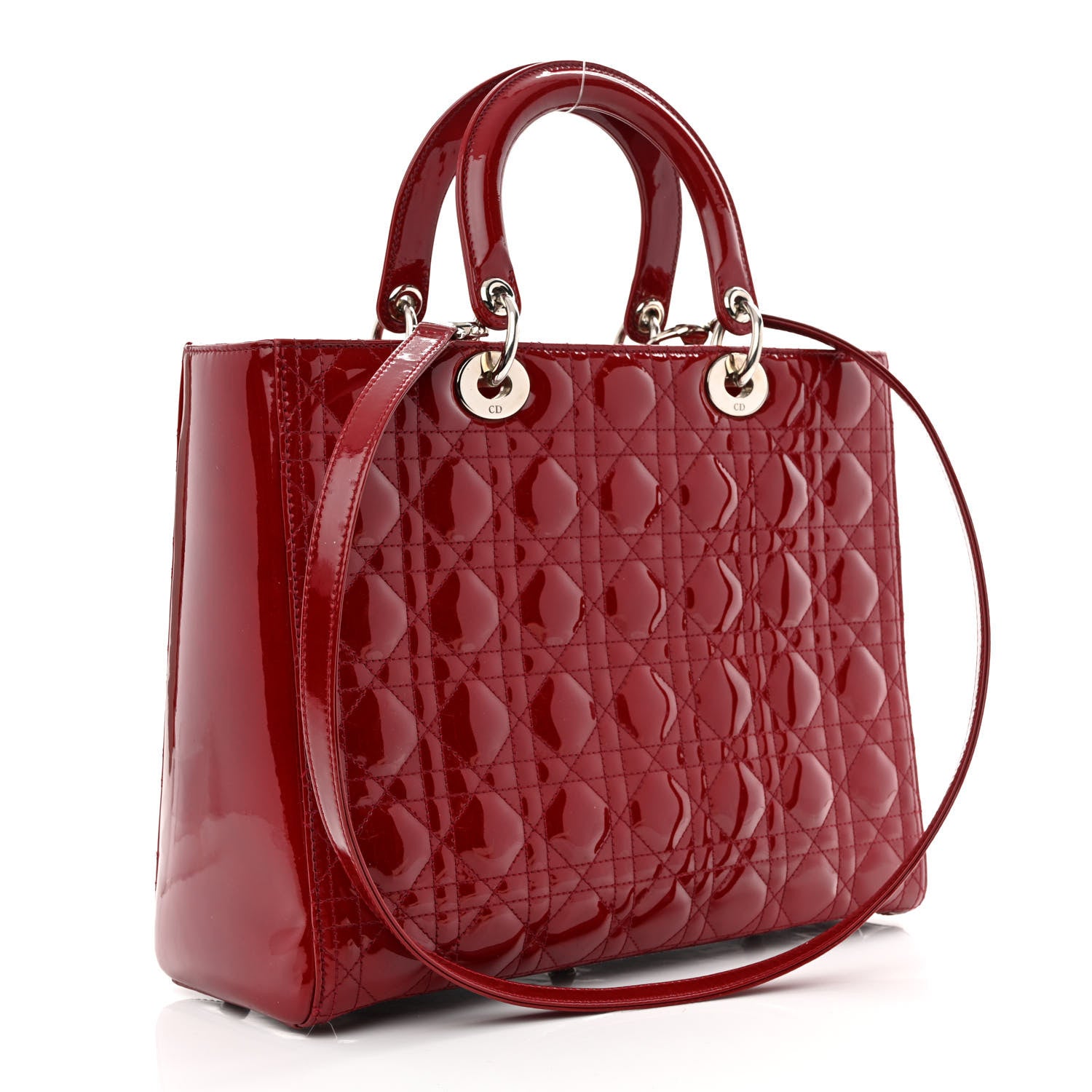 Christian Dior Patent Cannage Large Lady Dior Red 3 of 10