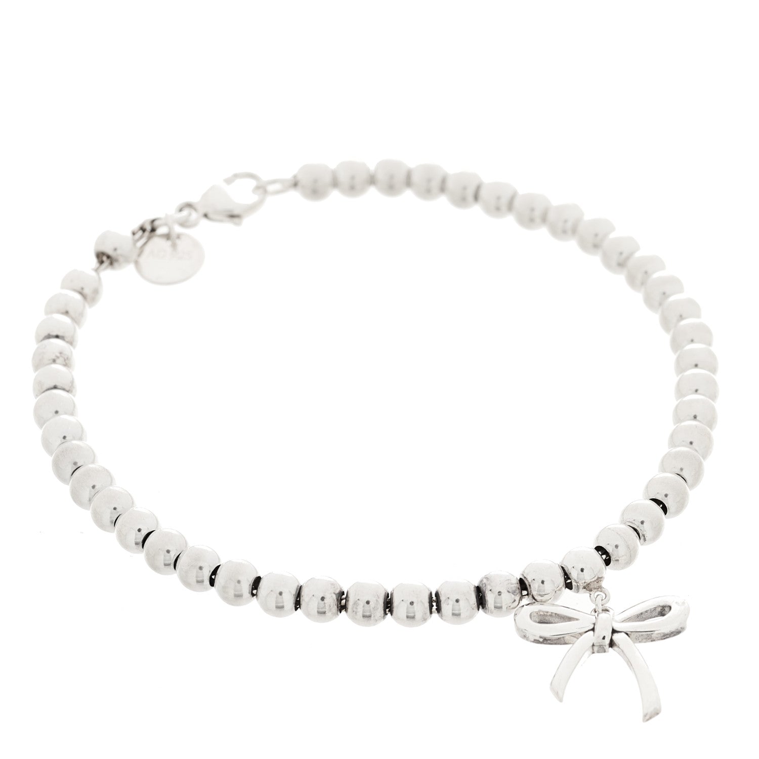 Tiffany Sterling Silver 4mm Bow Bead Bracelet 1 of 4