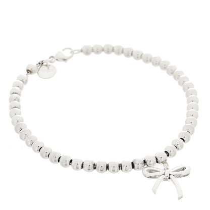 Tiffany Sterling Silver 4mm Bow Bead Bracelet 1 of 4