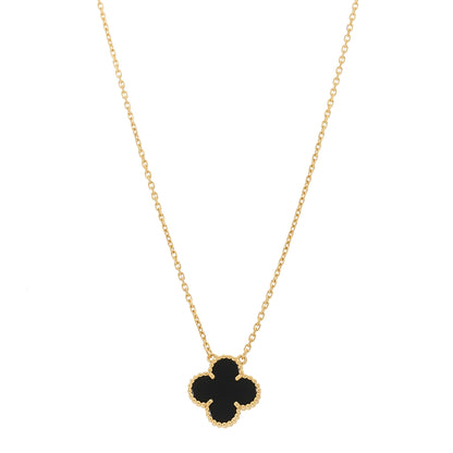 Van Cleef & Arpels 18K Yellow Gold Black Onyx Vintage Alhambra Pendant Necklace 1 of 6