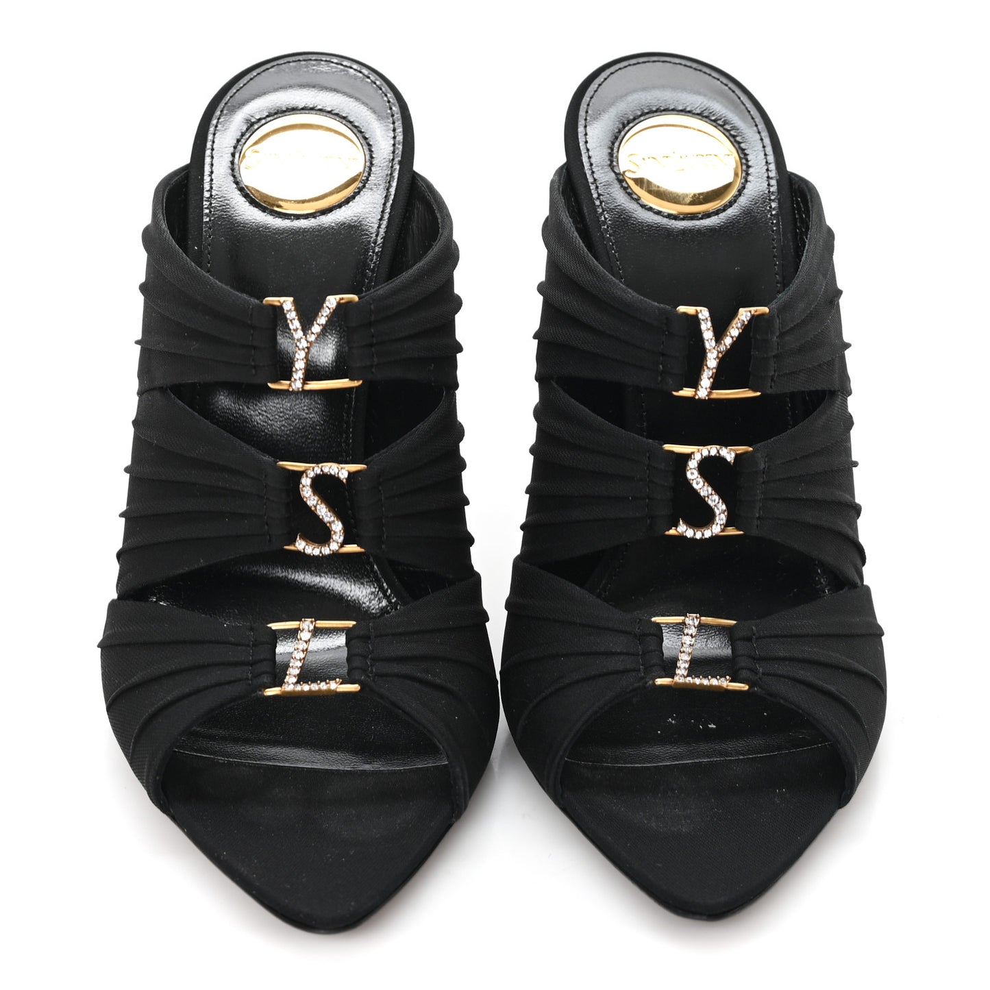 Crepe Satin Crystal Emilie 110 Sandals 37 Black