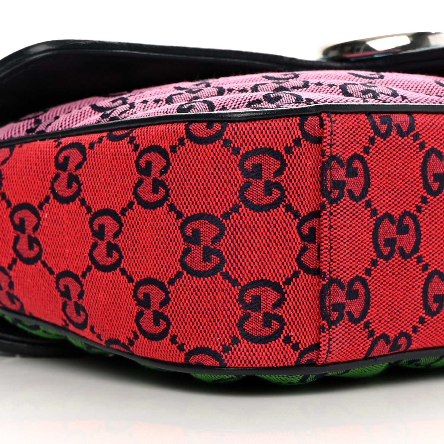 Gucci Monogram Multicolor Matelasse Diagonal Small GG Marmont Shoulder Bag Light Blue Pink Blue Green Red 9 of 11