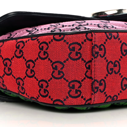 Gucci Monogram Multicolor Matelasse Diagonal Small GG Marmont Shoulder Bag Light Blue Pink Blue Green Red 9 of 11
