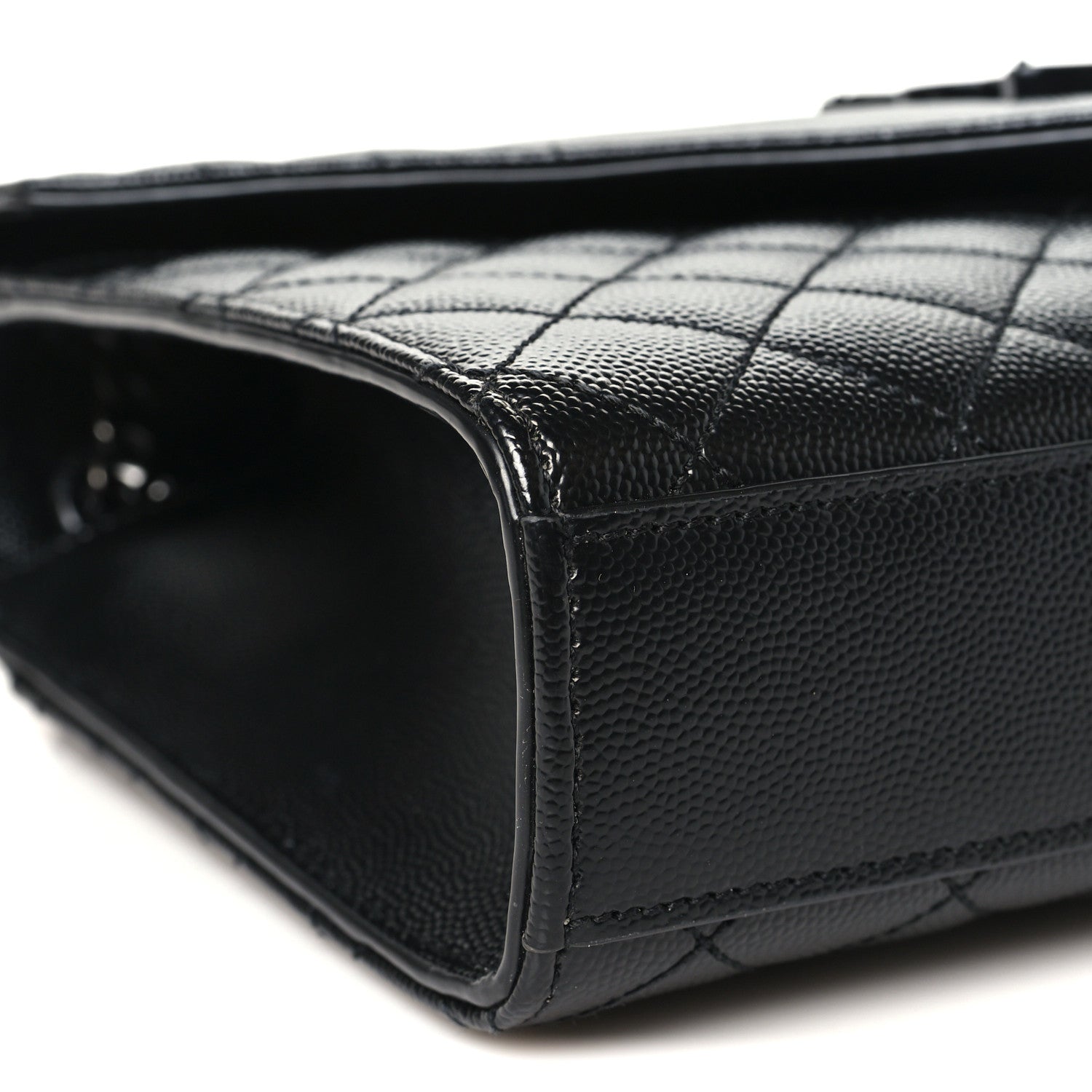 Saint Laurent Grain De Poudre Textured Mixed Matelasse Triquilt Medium Monogram Monochrome Satchel Black 8 of 10
