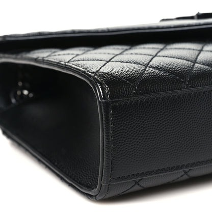 Saint Laurent Grain De Poudre Textured Mixed Matelasse Triquilt Medium Monogram Monochrome Satchel Black 8 of 10
