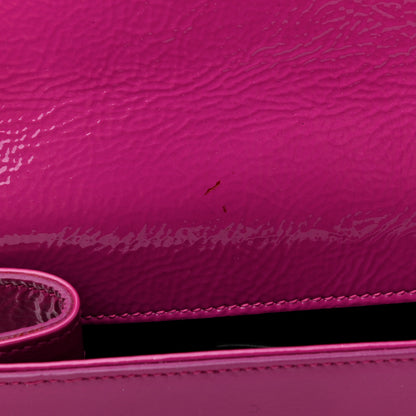 Saint Laurent Textured Patent Classic Monogram Kate Clutch Electric Pink 7 of 8