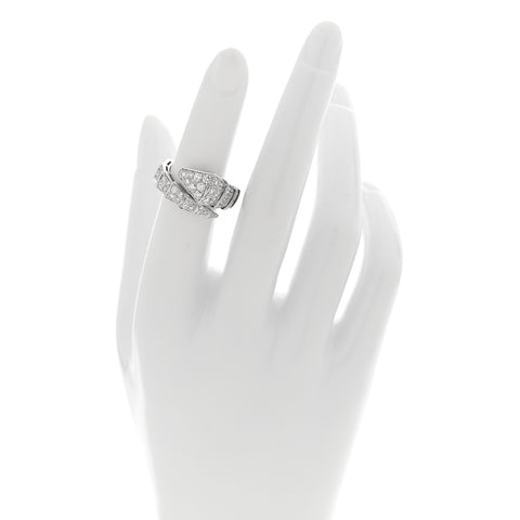 18K White Gold Diamond One-Coil Serpenti Viper Ring S
