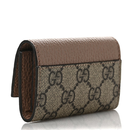 Gucci Dollar Calfskin GG Supreme Monogram GG Marmont 6 Key Holder Case Porcelain Rose Beige Ebony 3 of 6