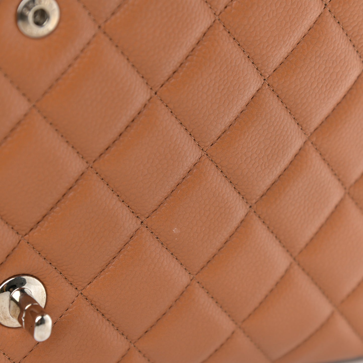Caviar Quilted Maxi Double Flap Light Brown