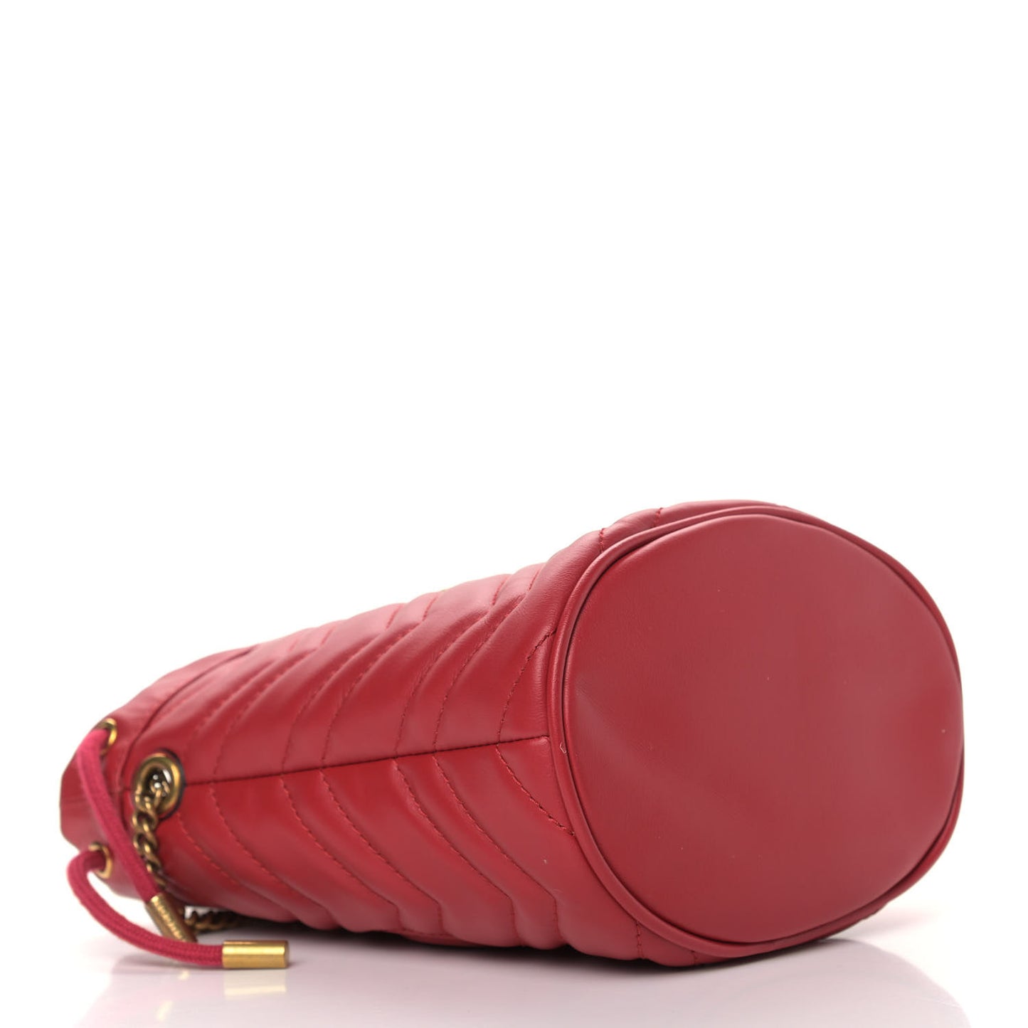 Calfskin Matelasse Mini GG Marmont 2.0 Bucket Bag Hibiscus Red