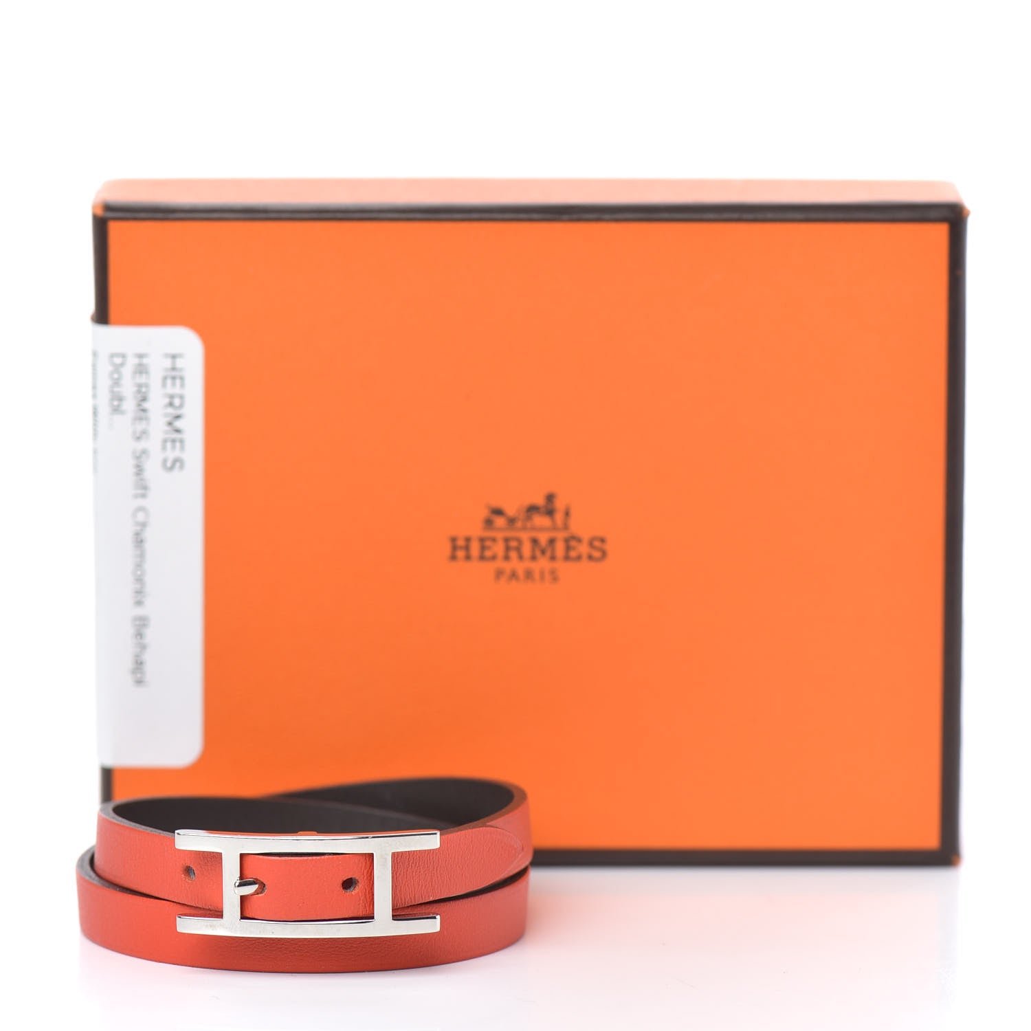 Hermes Swift Behapi Double Tour Reversible Bracelet L Capucine Chocolate 5 of 5