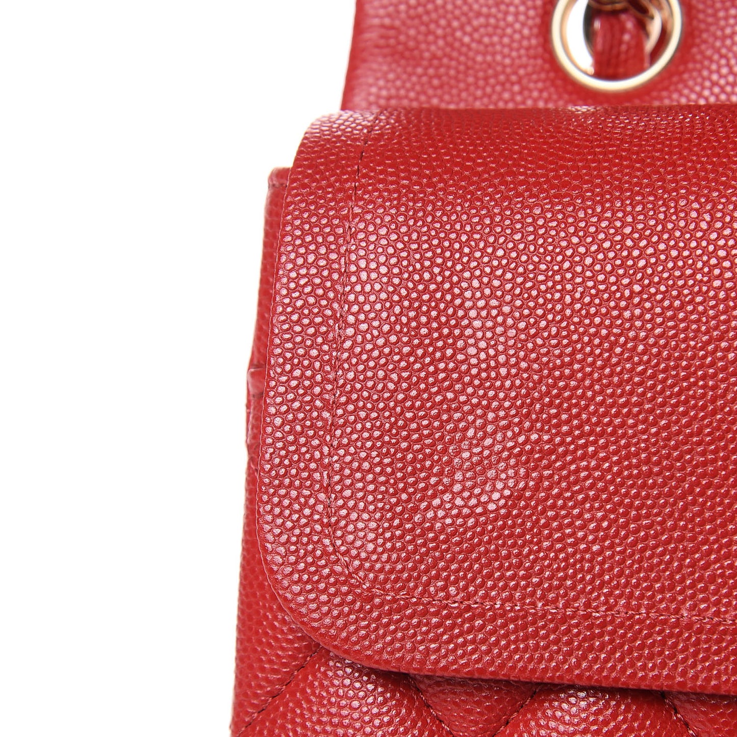Caviar Quilted Medium Double Flap Red
