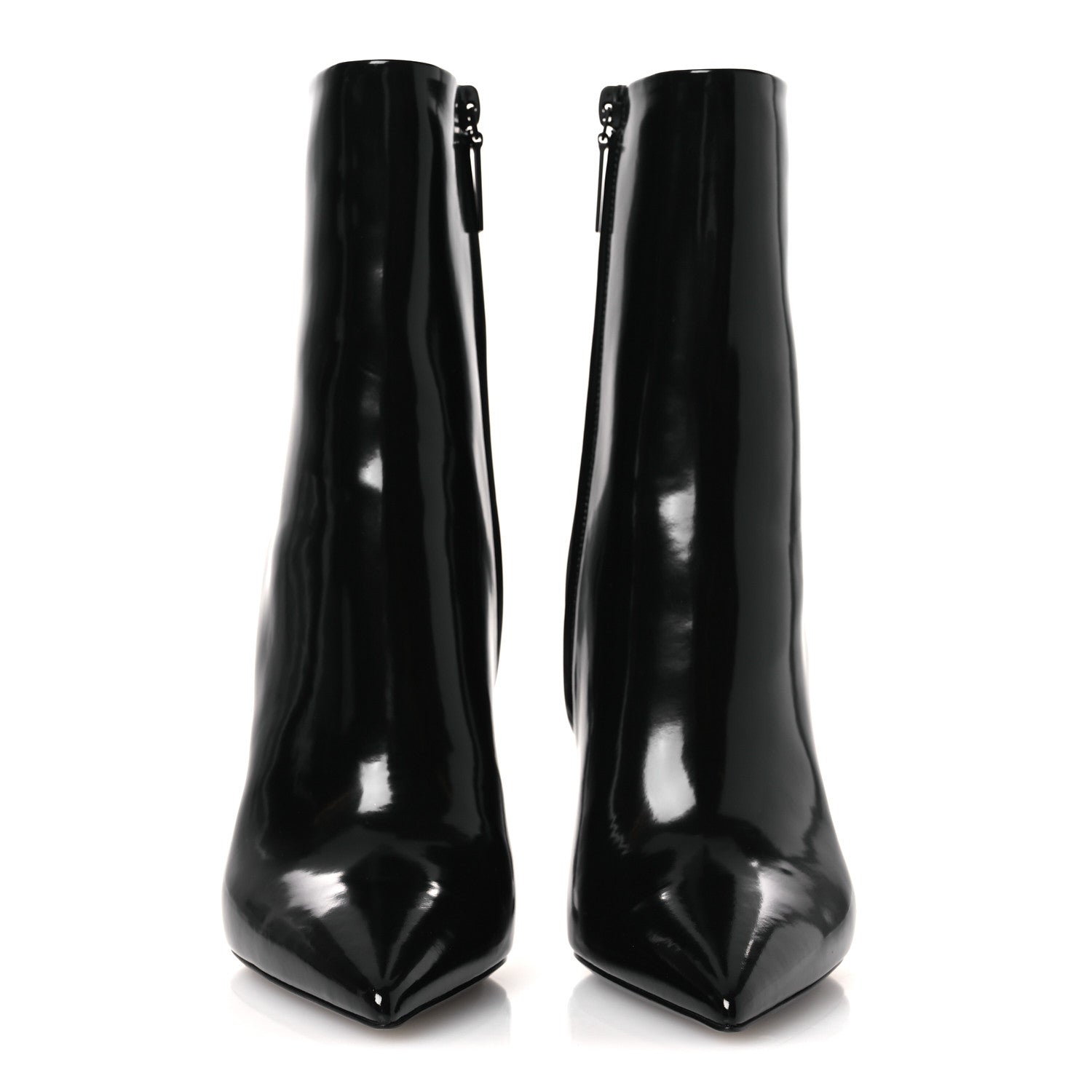 Saint Laurent Glazed Calfskin Opyum Ankle Boots 37 Black 5 of 22