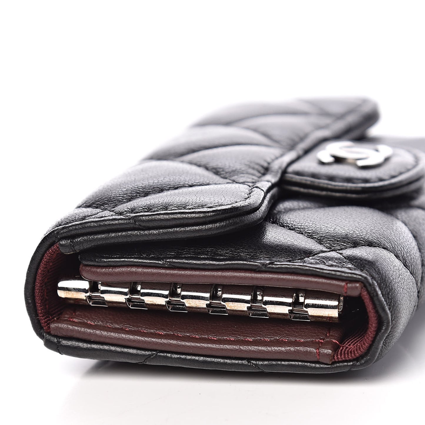Lambskin Quilted 6 Key Holder Black