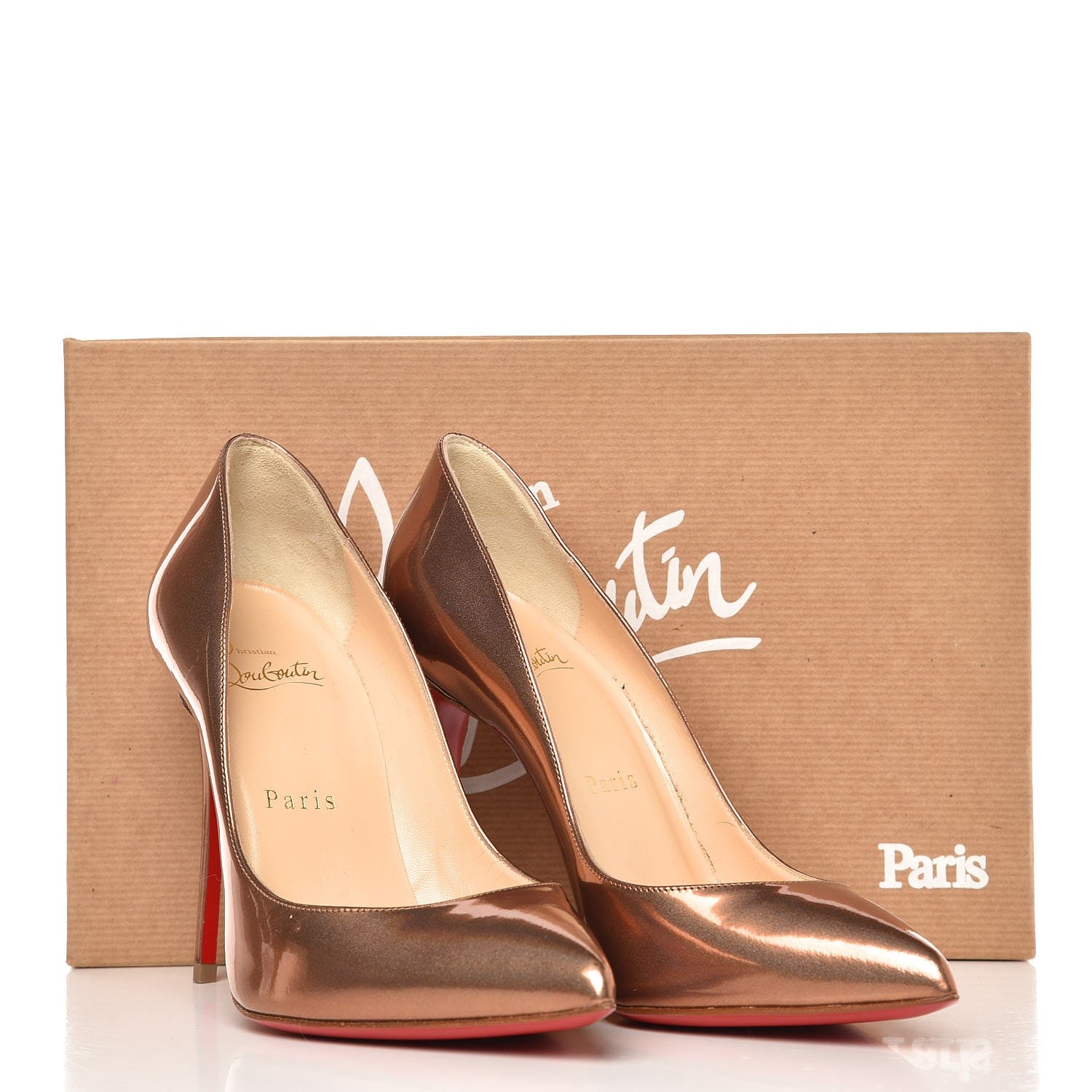 Christian Louboutin Metallic Patent Pigalle Follies 100 Pumps 36.5 Cappuccino 10 of 10
