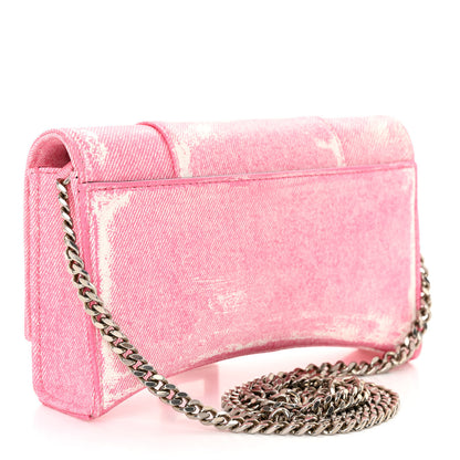 Balenciaga Nappa Denim Printed Hourglass Chain Bag Denim Pink 3 of 9