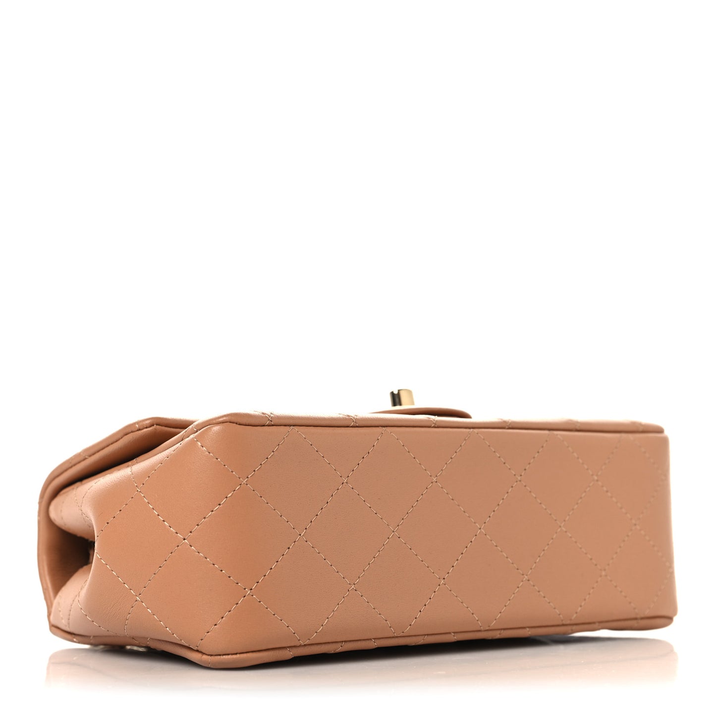Lambskin Quilted Mini Rectangular Flap Brown